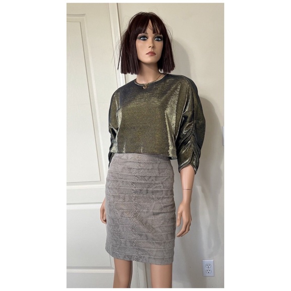 Tibi Lurex Shirred Metallic Sparkly Top - Holidays Party - Gold - Size S or M - Picture 3 of 6